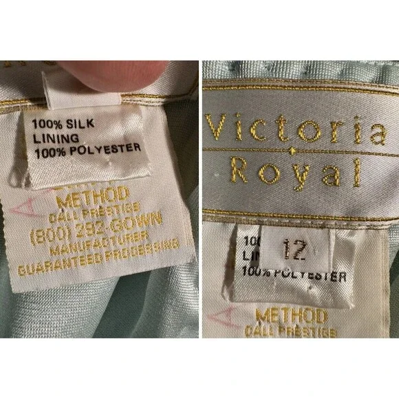 Victoria Royale Ltd. Size 12 Beaded baby Blue Evening Gown 100% silk 2pc - Picture 7 of 16